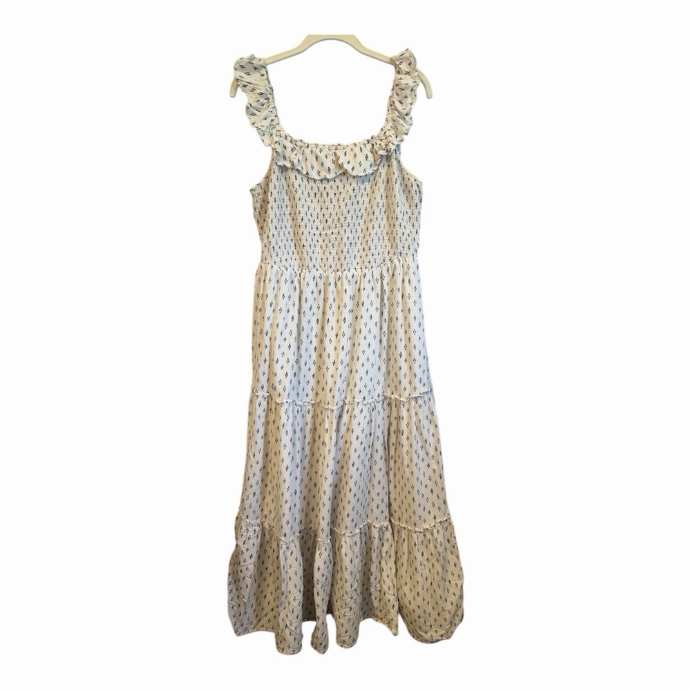 Old Navy Smocked Tiered Maxi Dress Prairie Trad Wife Large Boho Cottagecore